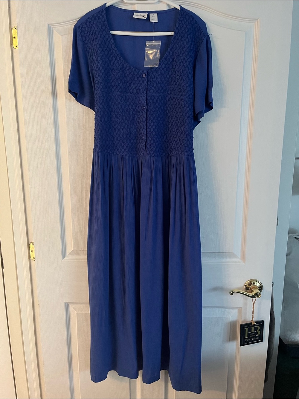 Vermont Country Store Gauze Dress with Shirred Smocked Bodice